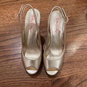 Lilly Pulitzer Gigi Gold Wedges Size 7